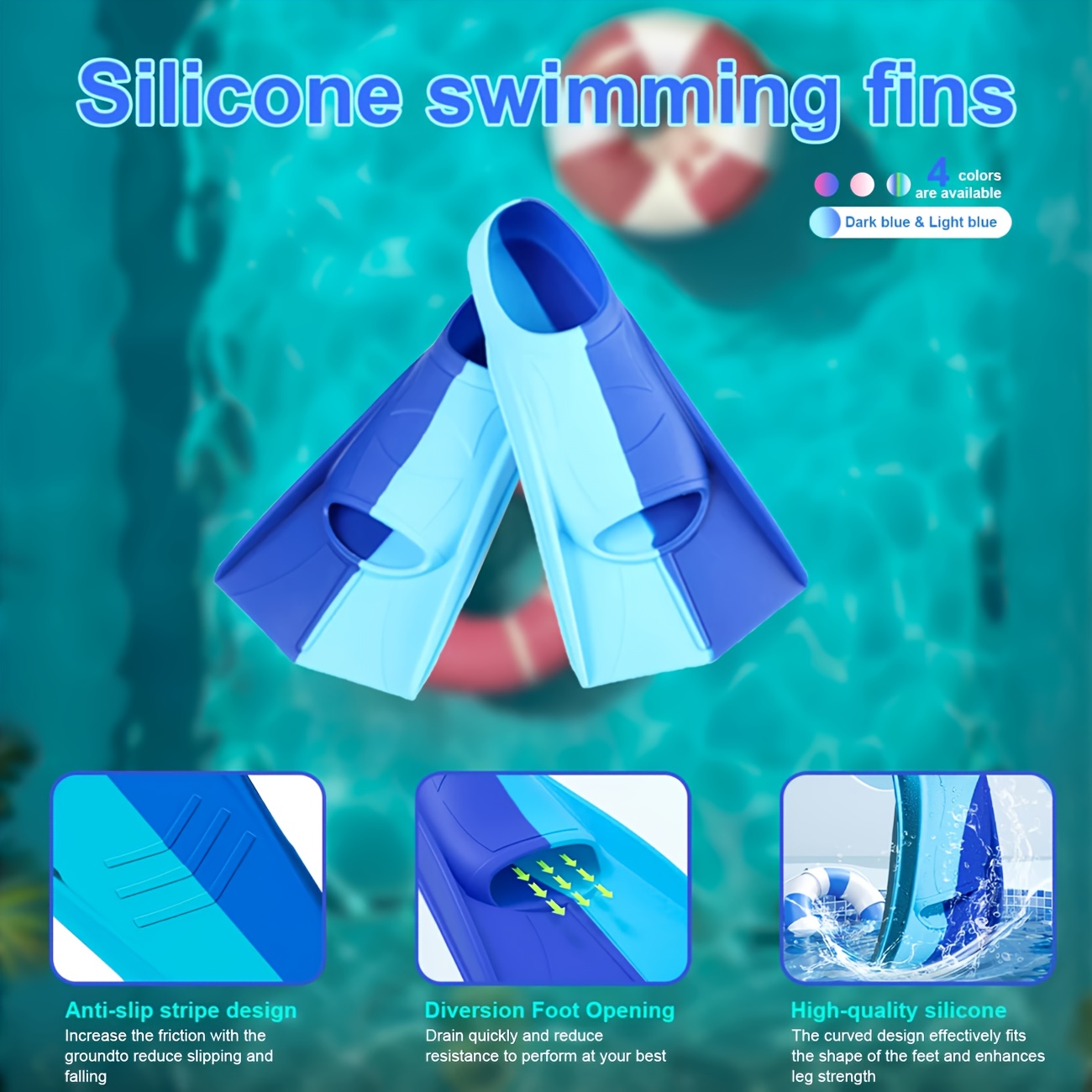 Silicone Swimming Fins Full Fo - Swim Fin Short Blade บทวิจารณ์และราคา